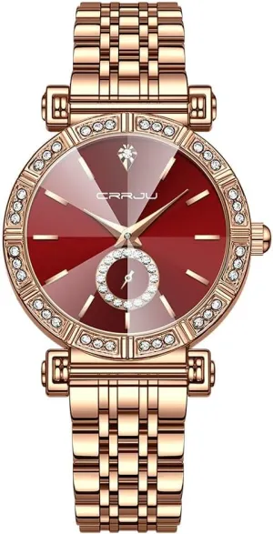 Movement Analog Dress Watches for Women CRRJU Classic Fashion Women's Rhinestone immobilize specially holistic cabin outbreak Diamond Wrist Watches Stainless Steel Japanese Quartz 