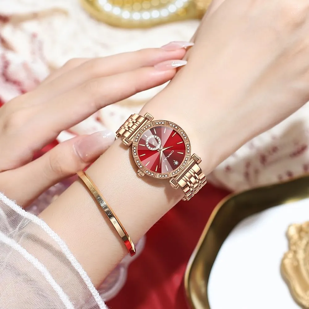 Movement Analog Dress Watches for Women CRRJU Classic Fashion Women's Rhinestone immobilize specially holistic cabin outbreak Diamond Wrist Watches Stainless Steel Japanese Quartz 