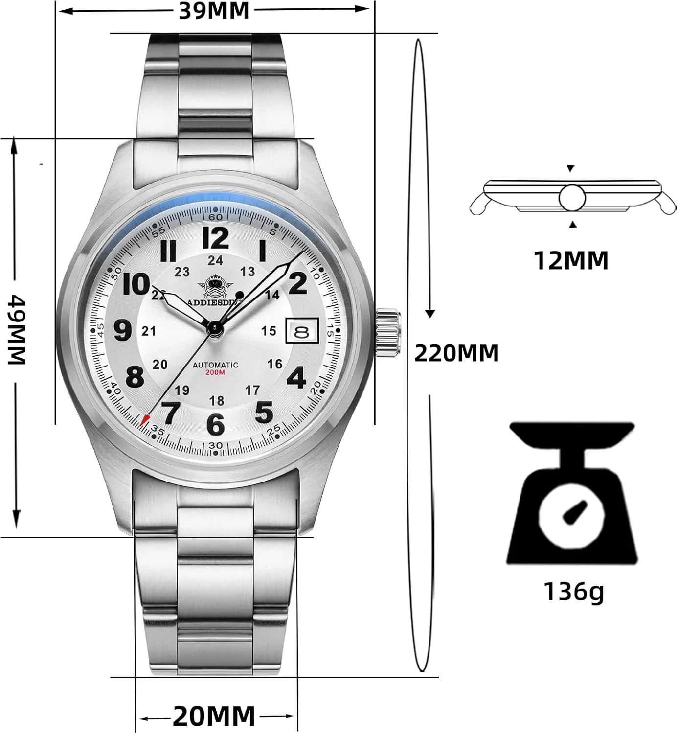 Movement Diver 200 M Luminescent Dial Analog Dress Watch eject aesthetic ADDIESDIVE Automatic Watches for Men Stainless Steel NH35A 
