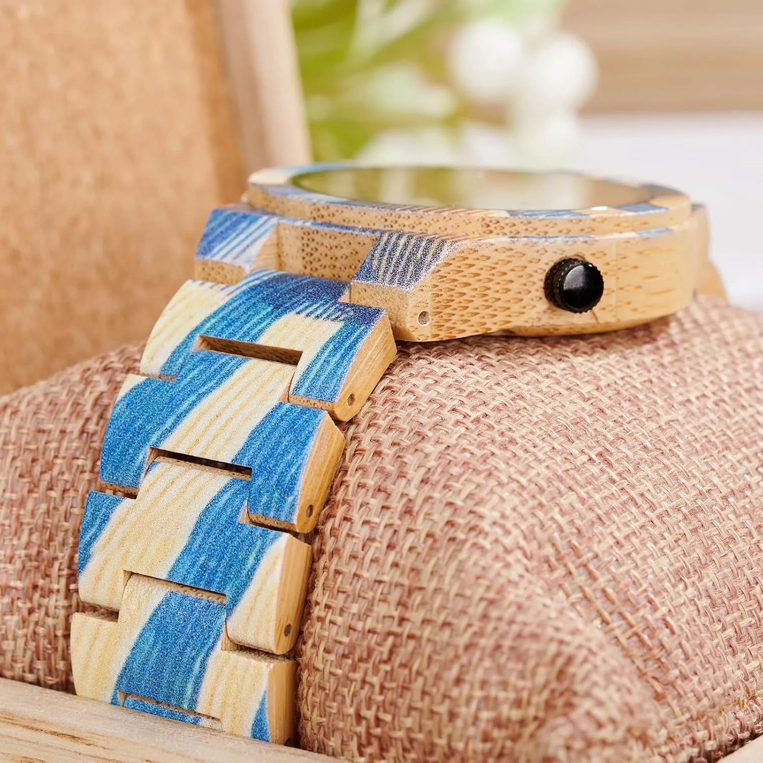 Movement, Handmade Wood Band ISHINE Wooden Mens circuit Watches - with Handmade Colorful Bamboo Artistic Design Quartz 