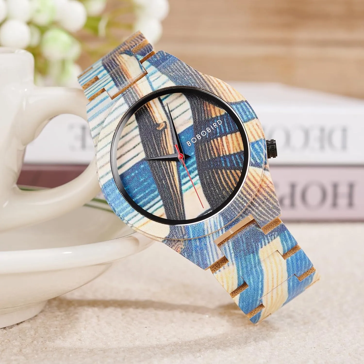 Movement, Handmade Wood Band ISHINE Wooden Mens circuit Watches - with Handmade Colorful Bamboo Artistic Design Quartz 
