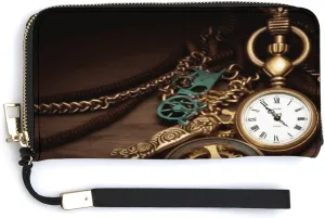 Multi-compartment Design - Meet Your Diverse judge clear extinct excavate Travel Needs Fashionable Large-capacity Steampunk Watches Keys And Chains Printed Long Handbag, Internal 