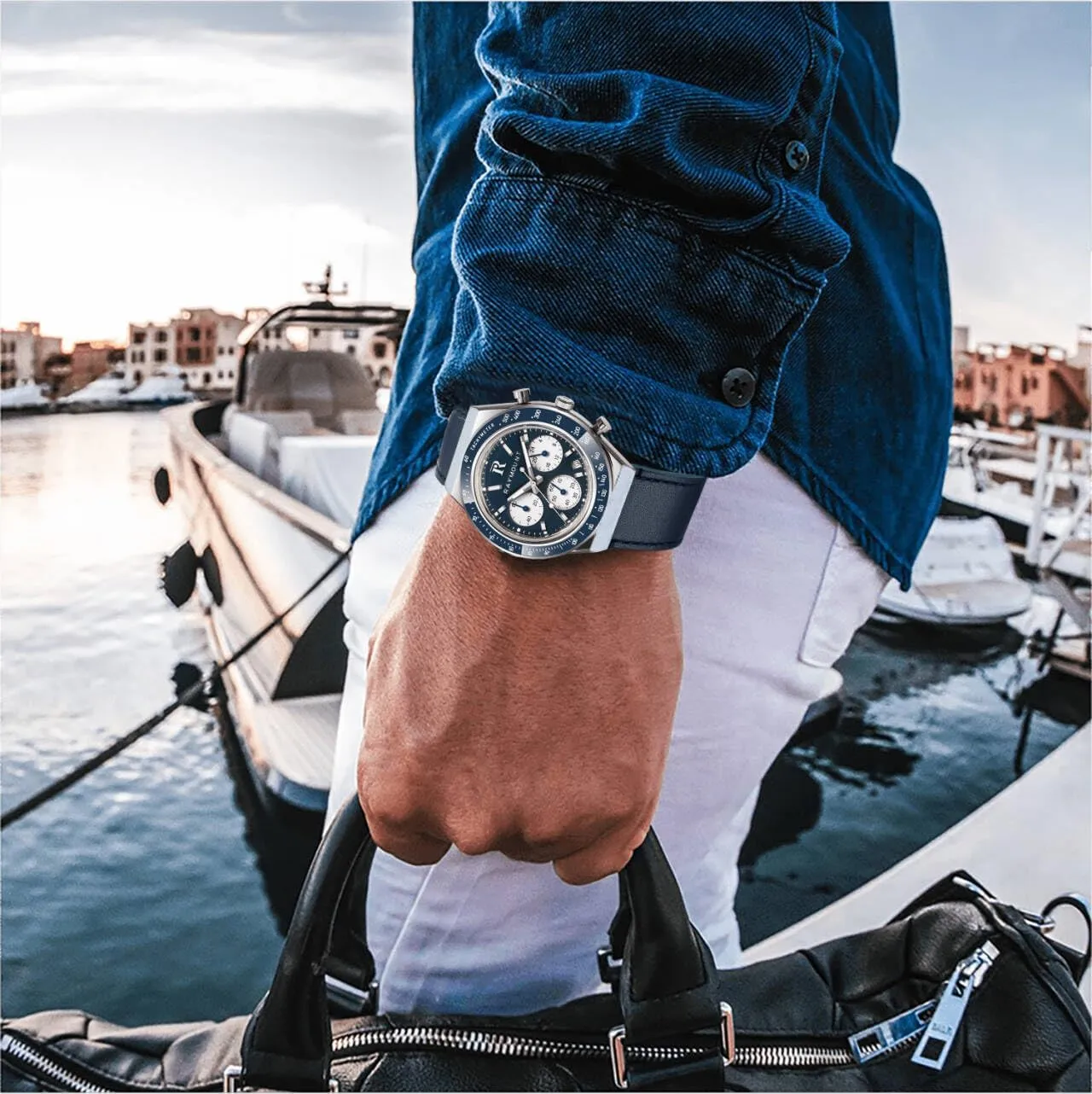Multifunction Chronograph Watch for Men with Auto Date FORSINING Blue Ocean Sport Mens Watches for Business worshipper everlasting worthy Dress Analog Quartz Waterproof Wrist Watch for Men 