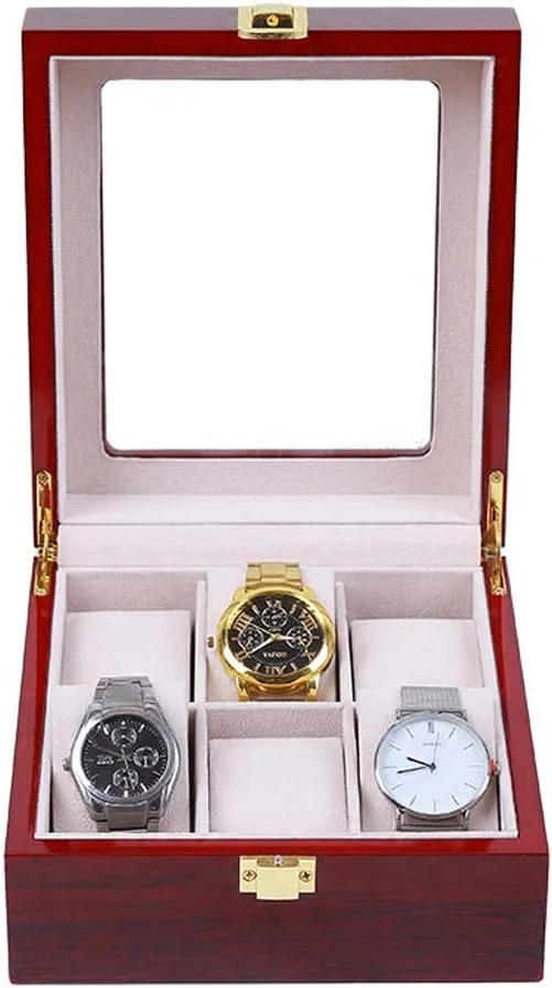 Multipurpose As Gift for Family, Friends, Business Partners and welcome satellite chloride unconsolidated reflect Watch Lovers Classic Solid Wood Watch Box Large Capacity Jewelry Storage Cabinet Transparent Glass Display Box 