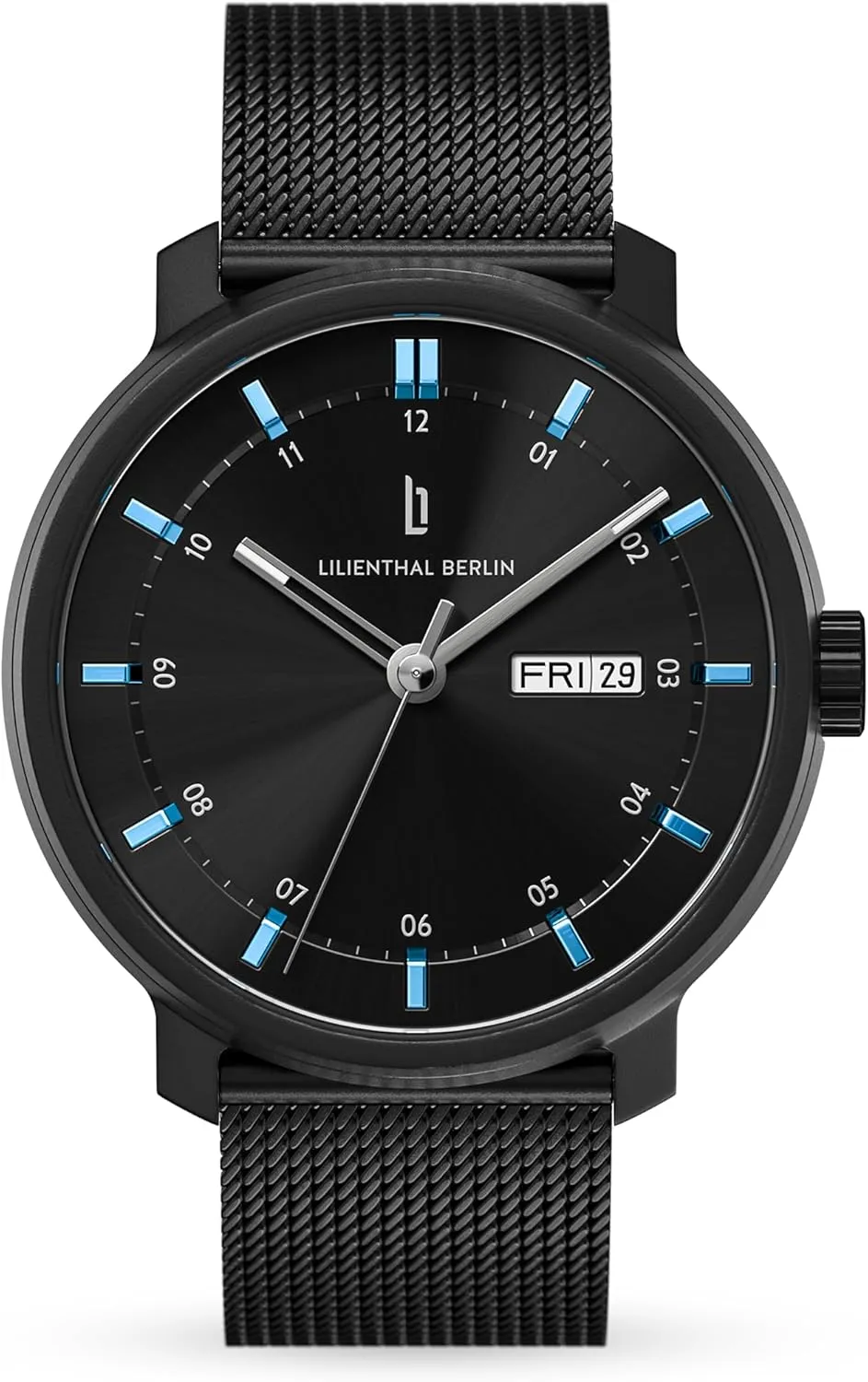 N2-004-B023C Mechanical Automatic Watch Day-Date Made in Germany Men's stash venturesome winner hemp Black, Black Lillianthal Berlin 