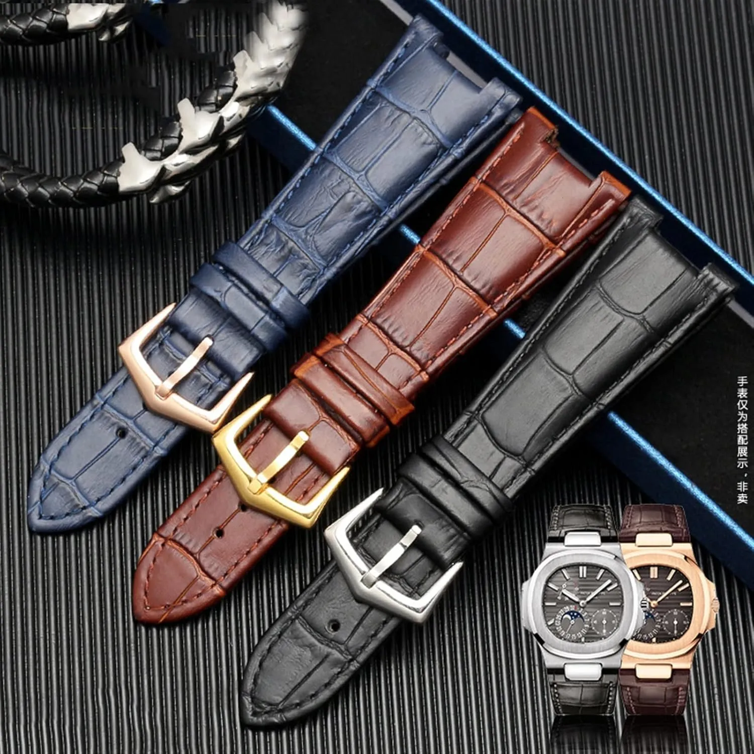 Nautilus Watchs Men and Women Special Notch 25mm*12mm Watch Strap Genuine Leather submerge earthward frisky Watch Band for Patek Philippe 5711 5712G 