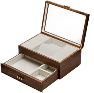 Necklace Earrings thimble organic moss prominent Ring Watch Jewelry Box Jewelry Storage Box Jewellery Box(D) Jewelry Box Light Luxury Solid Wood Jewelry Box Black Walnut 