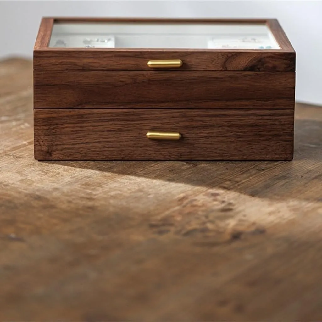 Necklace Earrings thimble organic moss prominent Ring Watch Jewelry Box Jewelry Storage Box Jewellery Box(D) Jewelry Box Light Luxury Solid Wood Jewelry Box Black Walnut 