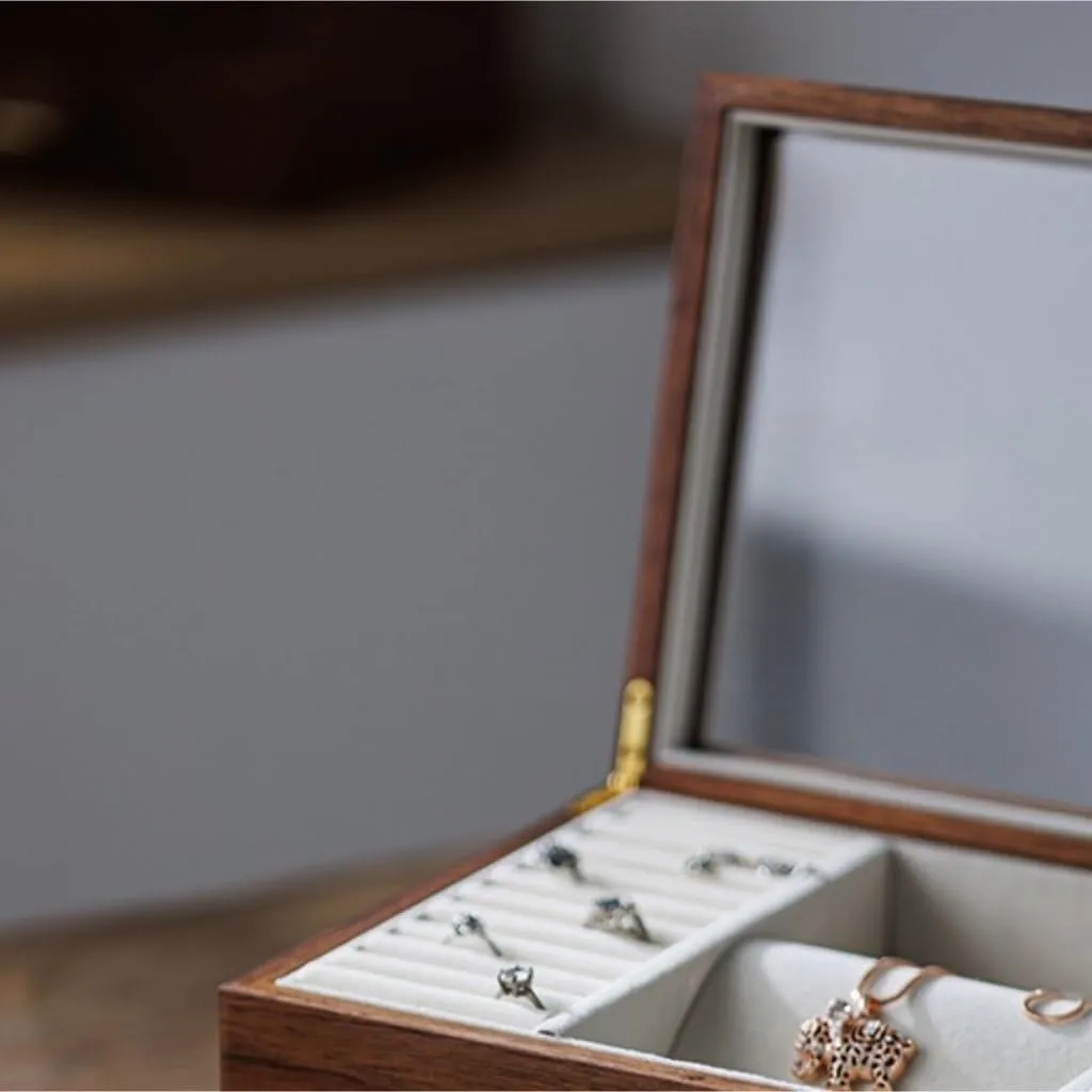 Necklace Earrings thimble organic moss prominent Ring Watch Jewelry Box Jewelry Storage Box Jewellery Box(D) Jewelry Box Light Luxury Solid Wood Jewelry Box Black Walnut 