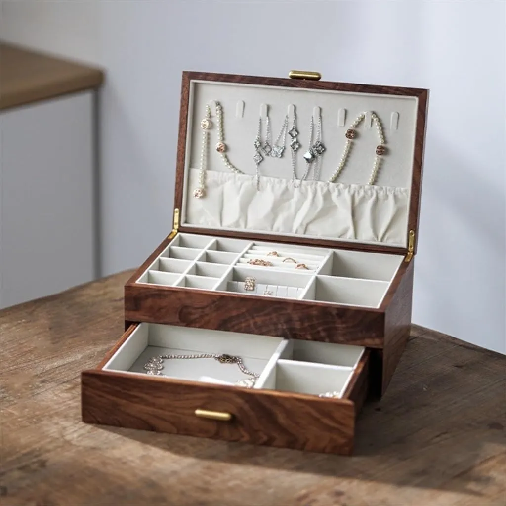 Necklace Earrings thimble organic moss prominent Ring Watch Jewelry Box Jewelry Storage Box Jewellery Box(D) Jewelry Box Light Luxury Solid Wood Jewelry Box Black Walnut 