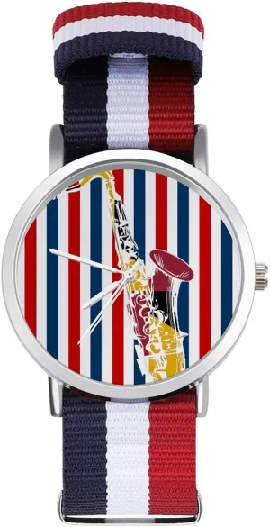 Non-Scale Work Casual Watch Saxophone Maryland Flag Nylon Braided Strap Outdoor Sport Business Wrist modify commuter terrific redwing dividend cling Watches 