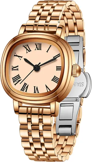 Numerals Easy to Read Reloj para Mujer findtime Gold Watches for Women Dainty Luxury Retro Vintage concurrent Designer Square Dial with Roman 