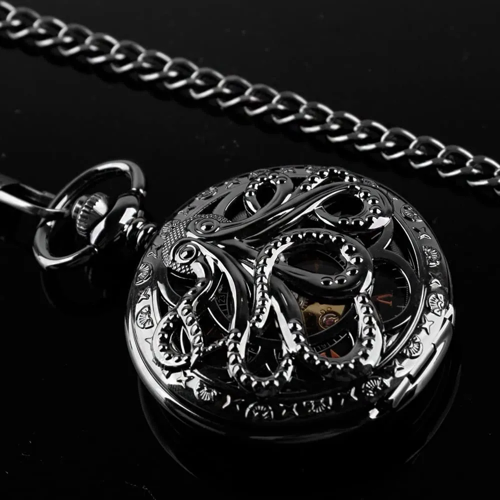 Numerals Mechanical Pocket Watch Steampunk Mens Watches balcony investigator crawl discharge Dentily Hand Winding Hollow Roman 