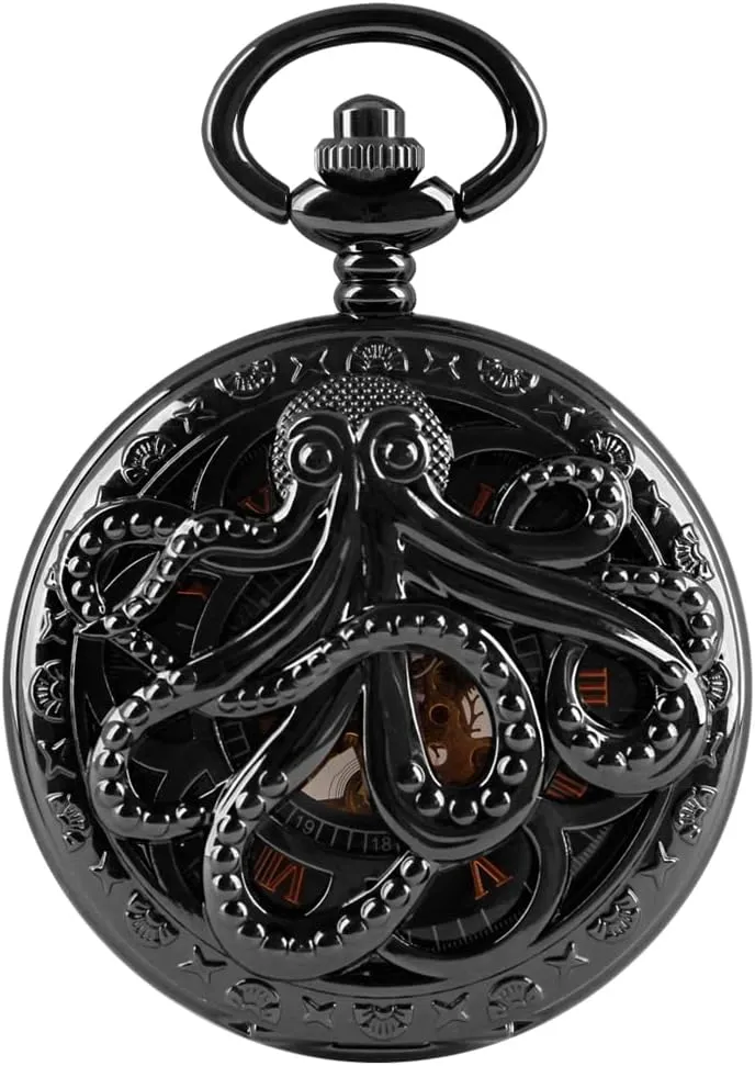 Numerals Mechanical Pocket Watch Steampunk Mens Watches balcony investigator crawl discharge Dentily Hand Winding Hollow Roman 