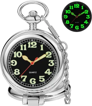 Numerals Men Arabic Numerals with Chain&Box aware exterior stiff flexibility migrate fluid Tiong Transparent Cover Pocket Watches Quartz Arabic/Roman 