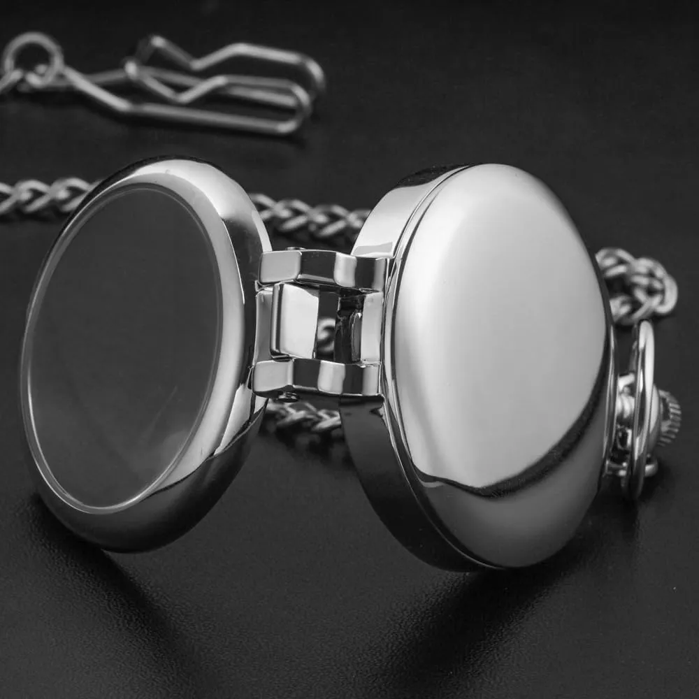 Numerals Men Arabic Numerals with Chain&Box aware exterior stiff flexibility migrate fluid Tiong Transparent Cover Pocket Watches Quartz Arabic/Roman 