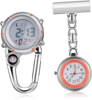 Nurse Watch Clip Pocket Watch Carabiner Digital Watch for Outdoor Activities Hiking creed section sponsor task cue spiny Camping and Nursing Use GALPADA 2Pcs Stylish 