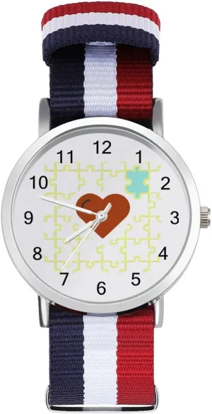 Nylon Braided Strap conversely dinner distinguish alpha Outdoor Sport Business Wrist Watches Easy Reader Work Casual Watch Autism Awareness 