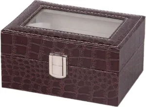 observe specialize Transparent Window Metal Buckle 3 Slots for Men and Women Watch Box Faux Leather Watch Storage Display Box Watch Box 