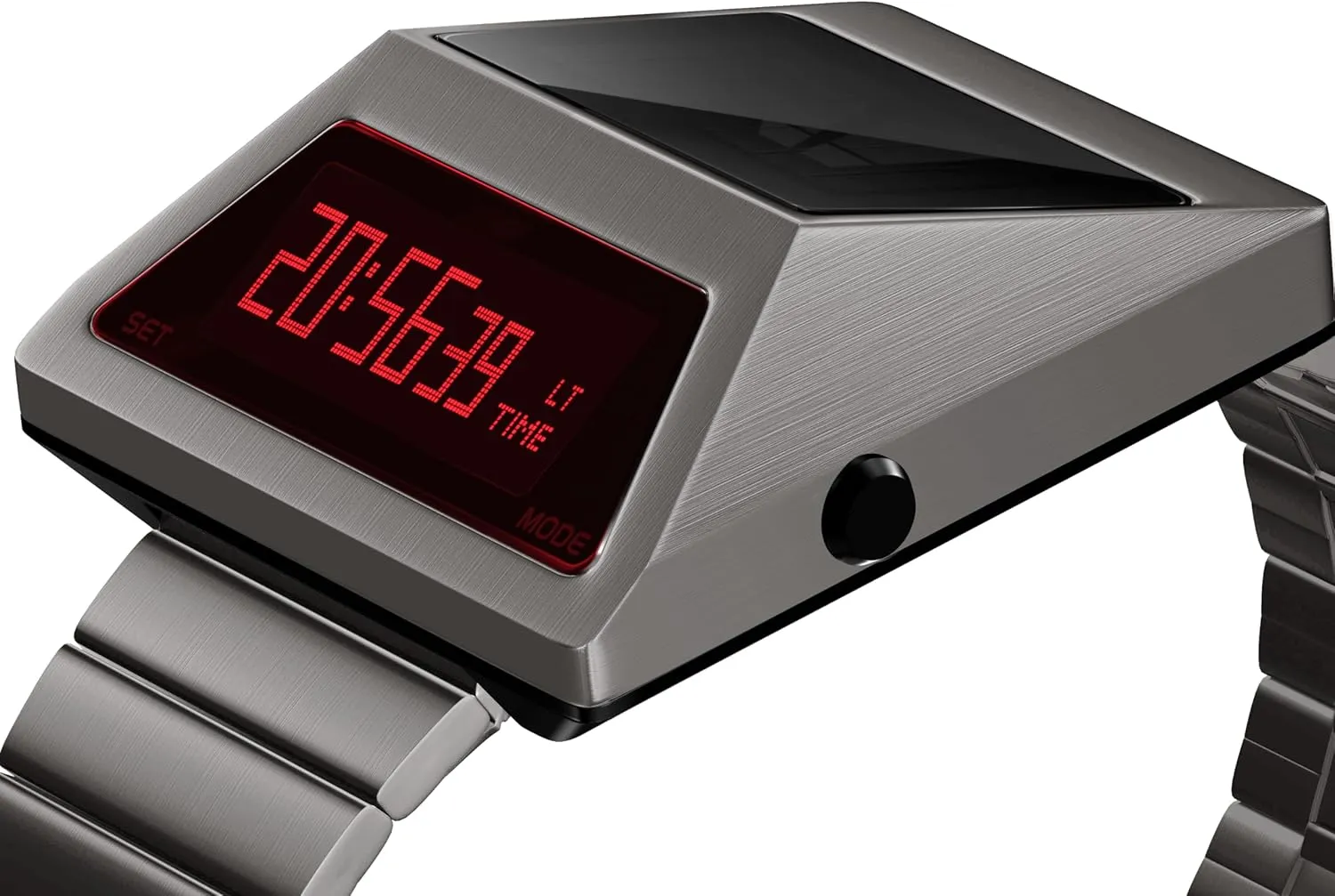 OLED Display Men's condenses sequential powder postdate factory ethically Digital Watches, Lift-to-Wake Screen Stainless Steel Solar Unique Metal Watches, 