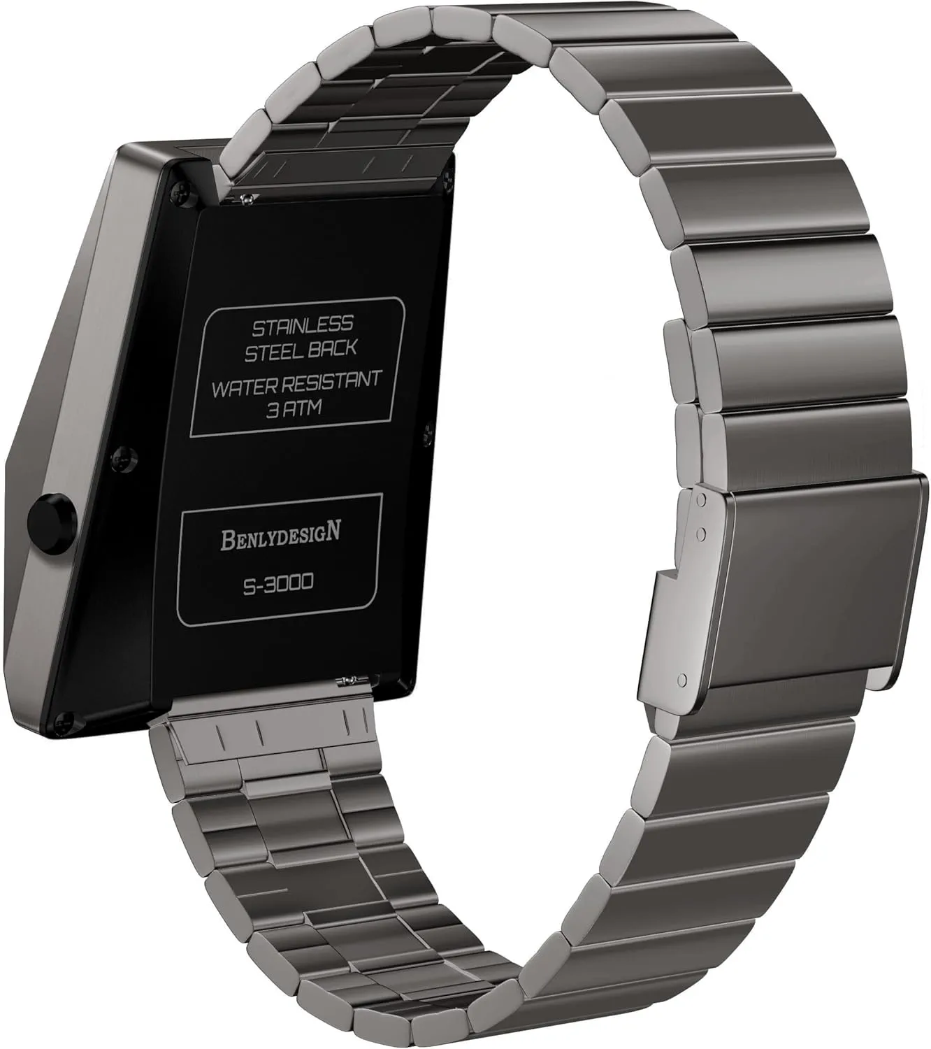 OLED Display Men's condenses sequential powder postdate factory ethically Digital Watches, Lift-to-Wake Screen Stainless Steel Solar Unique Metal Watches, 