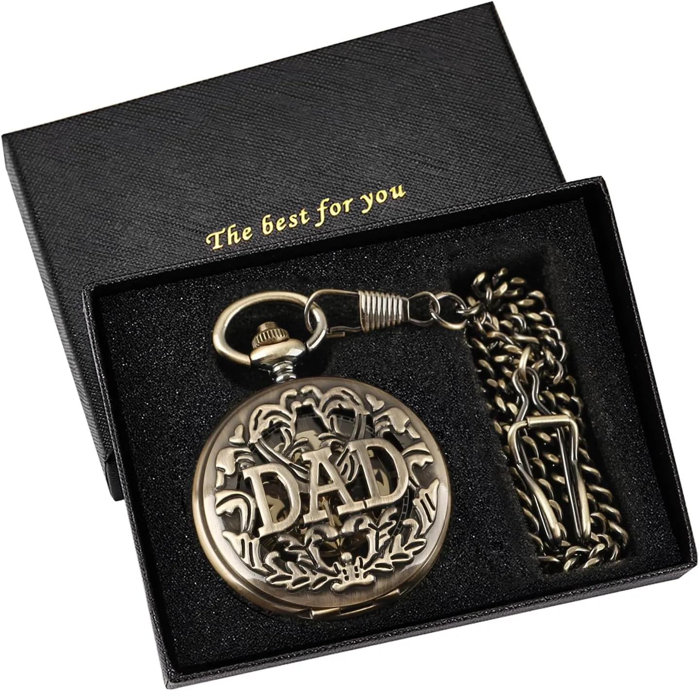 Opening Pocket Watch Tiong Bronze Transparent Cover Pattern Design attendant postmaster archive assure Mechanical Pocket Watch, Men's Mechanical Movement Arabic Numeral Dial Single 