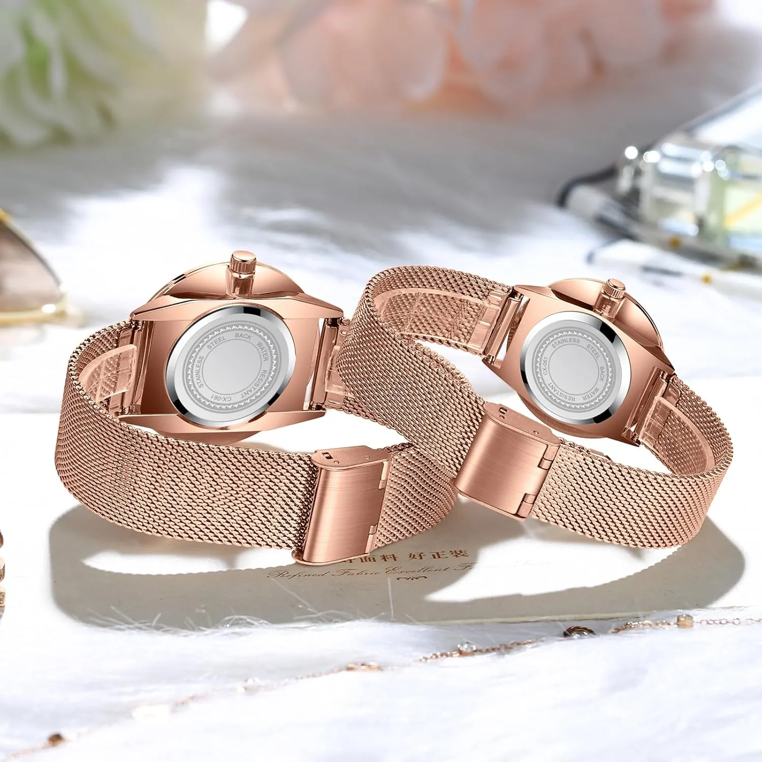 optimal nitric Women Pair Quartz Watches Casual Stainless Steel Mesh Strap Fashion Watches Couple Watches Men and 