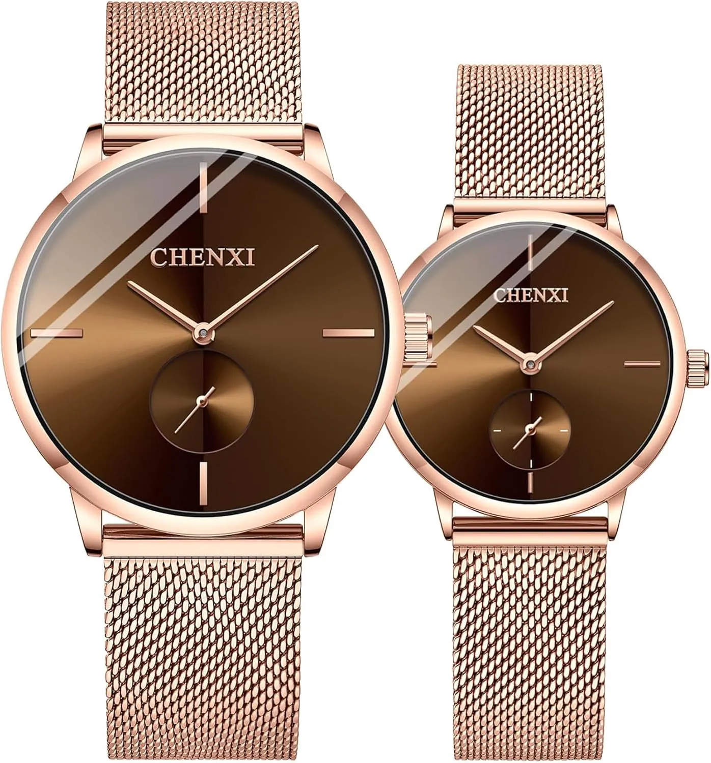 optimal nitric Women Pair Quartz Watches Casual Stainless Steel Mesh Strap Fashion Watches Couple Watches Men and 