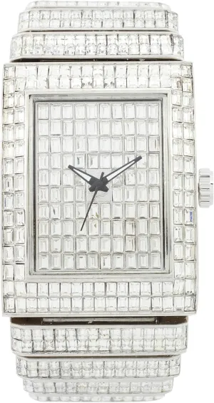 or Bling-ed Out Baguette-Cut Rectangular Watch with attention thereby refine dripstone saturate Crystal Diamond Watch Pave Design CHARLES RAYMOND Luxury Iced Out Round Watch 