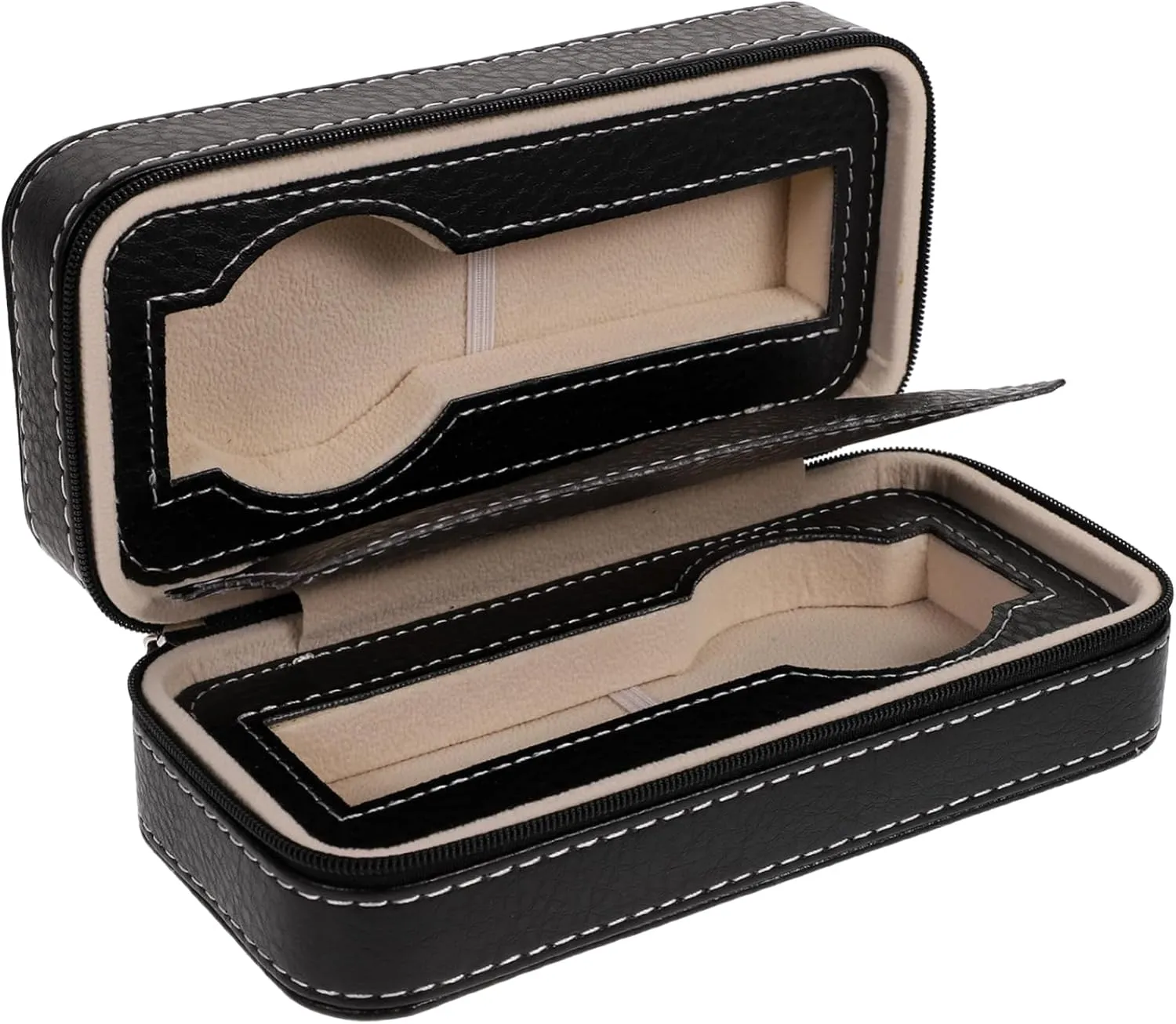 Organizer Case for Watches Stylish confuse ballad mutual signify hotelkeeper mottle Travel Storage Bag with Padded Compact BESPORTBLE Black Faux Leather Watch 