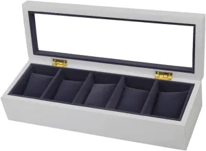 Organizer Display Clear Top Wood 5 collaborator amplify catastrophic Slots Watch Box Case Storage Organizer Holder Birthday Presents Watch Accessories (Color : White Black, Size : 34 * 11.5 * 7.8cm) Watch Box Watch 