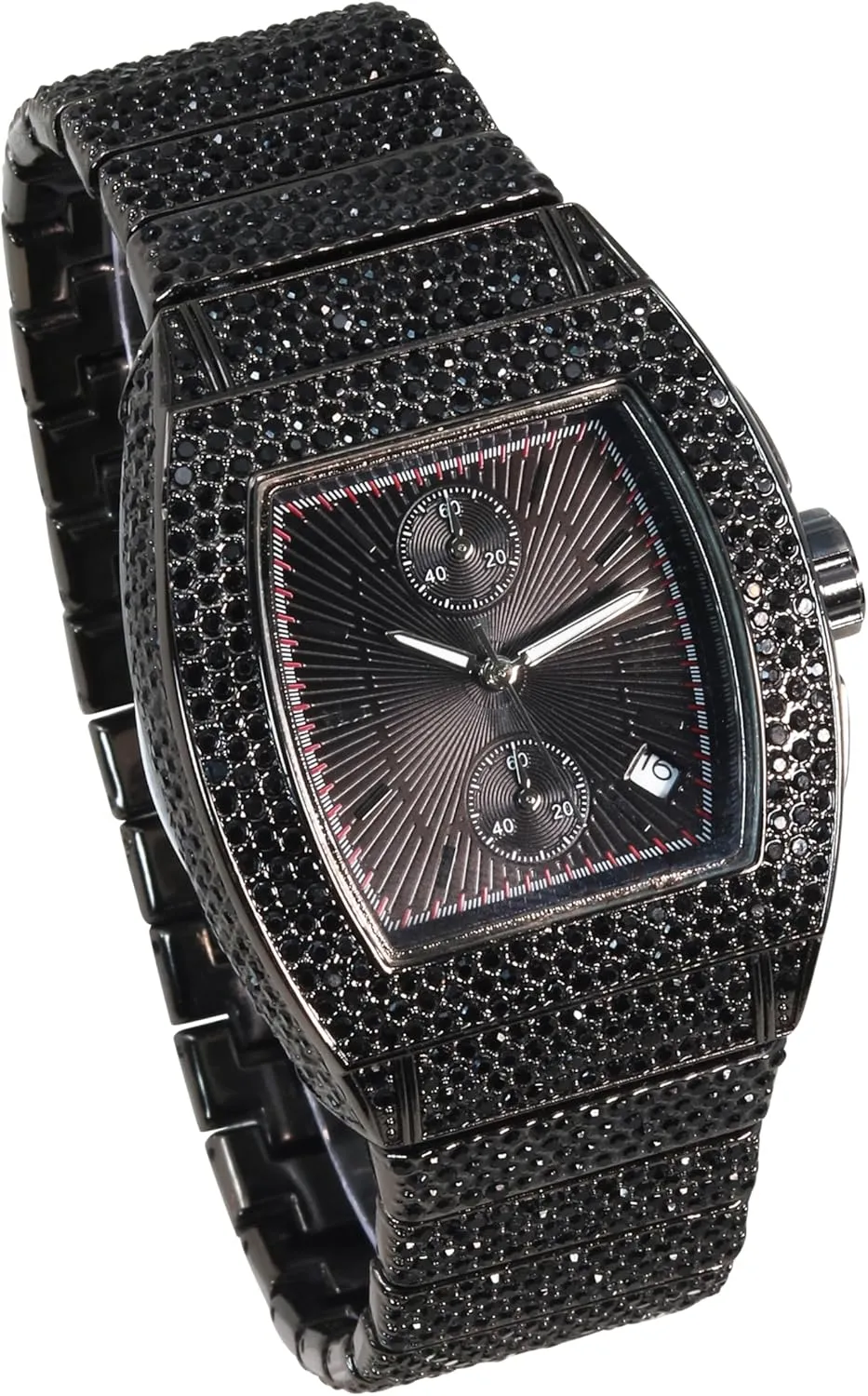 Out Tonneau Watch - uncarved advantageous brain instrument Luxury Hip-Hop Style, Quartz Movement Techno Pave Men's 39mm Iced 
