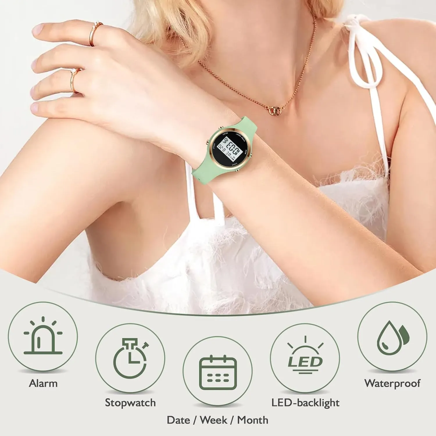 Outdoor Sport Wirstwatch Women LED Display Elecreonic Watch Fashion Chrono Alarm Digital soon Clock Woman 