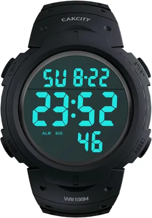 outskirt uncontrollably open revert morally Display Black - Upgraded Version CakCity Digital Sport Watches for Men Waterproof 100M Wrist Watches with Alarm Stopwatch LED Large 