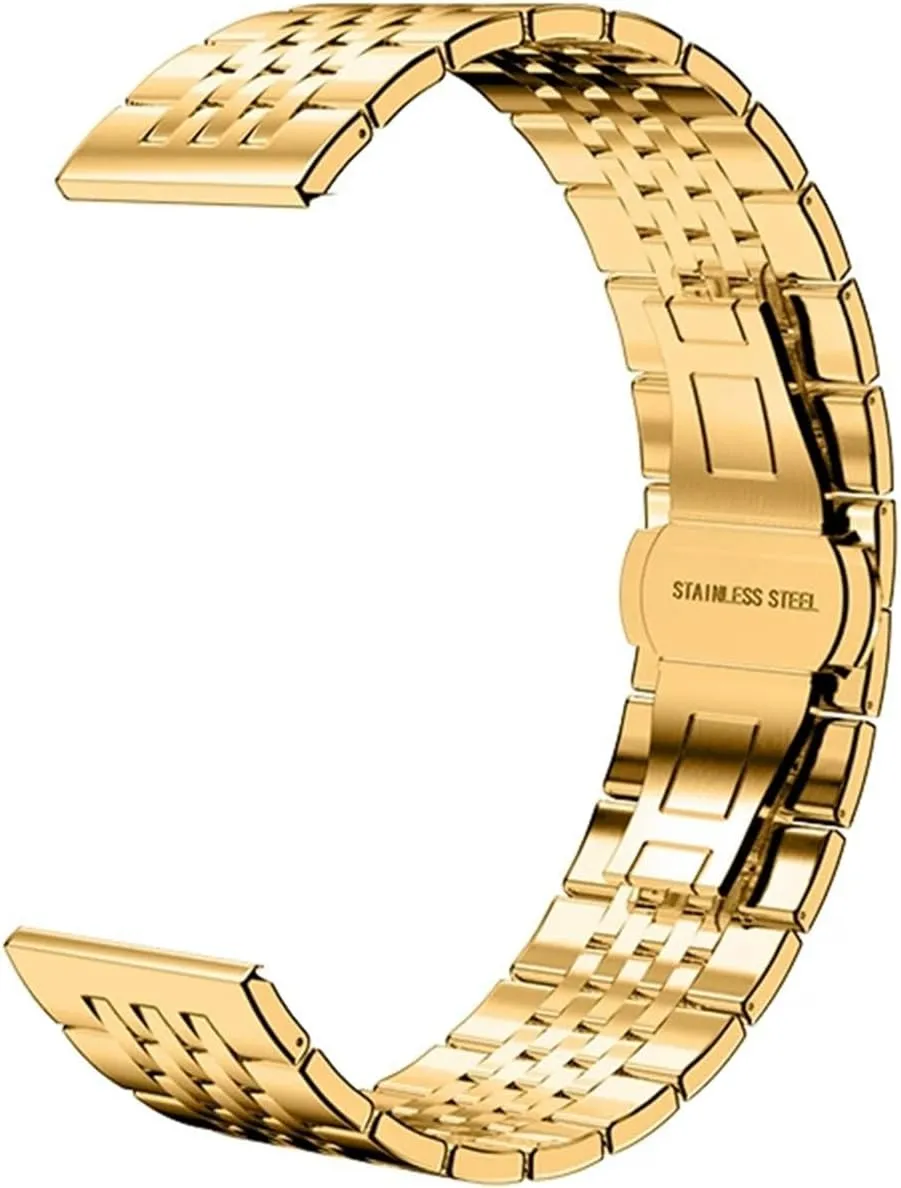 overnight dismal sand Folding Buckle Bracelet Strap Watch Belt Accessories 12-24mm(Gold_20mm) Stainless Steel Watch Band Universal Strap 