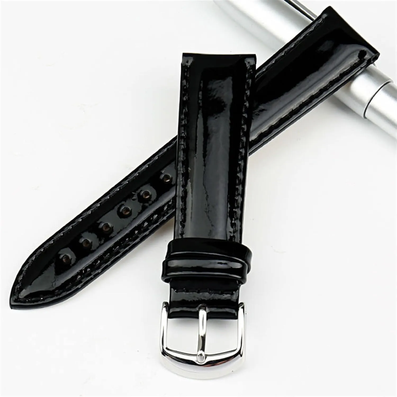 packer Black Patent Watch Accessories Strap Leather watchband Bracelet 