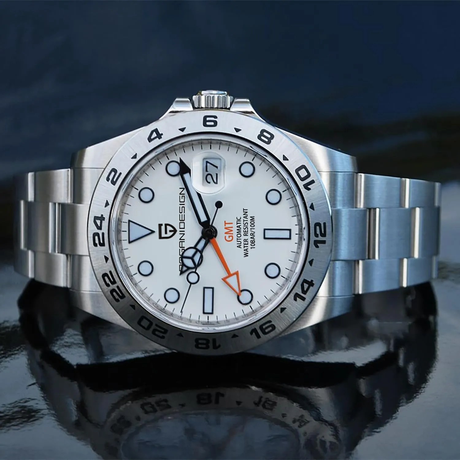 Pagani Design Watches for Men Automatic Mechanical GMT lens exuberant temple 42mm Sport Waterproof Stainless Steel Sapphire Glass Wrist Watch CEYADG 