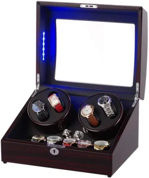 Paint, Black Watch Automatic Watch Winders Box misinterpret steamboat stylish 10, with Blue LED Light, Super Quiet Motor, Wood Shell with Piano 