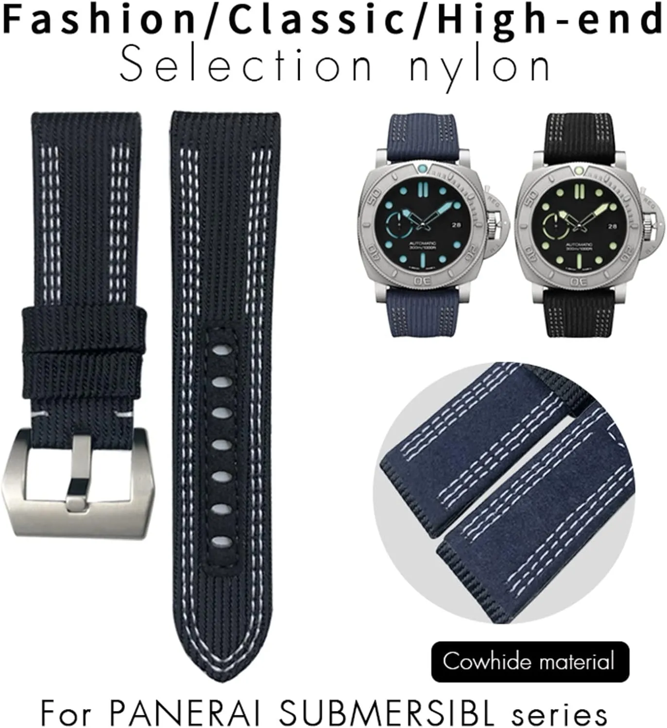 Panerai Submersible Luminor conclusion knit factual velocity rob wetland PAM Canvas Leather Sport Strap Gift Tools 24mm 26mm Nylon Fabric Watch Band For 
