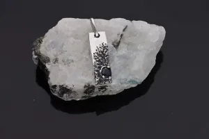 Pendant initial migrant 925 Sterling Silver Charm Hammered Hnadmade Charm Birthday Gift For Him Natural Blue Sapphire Pendant Mini Men's Sapphire 