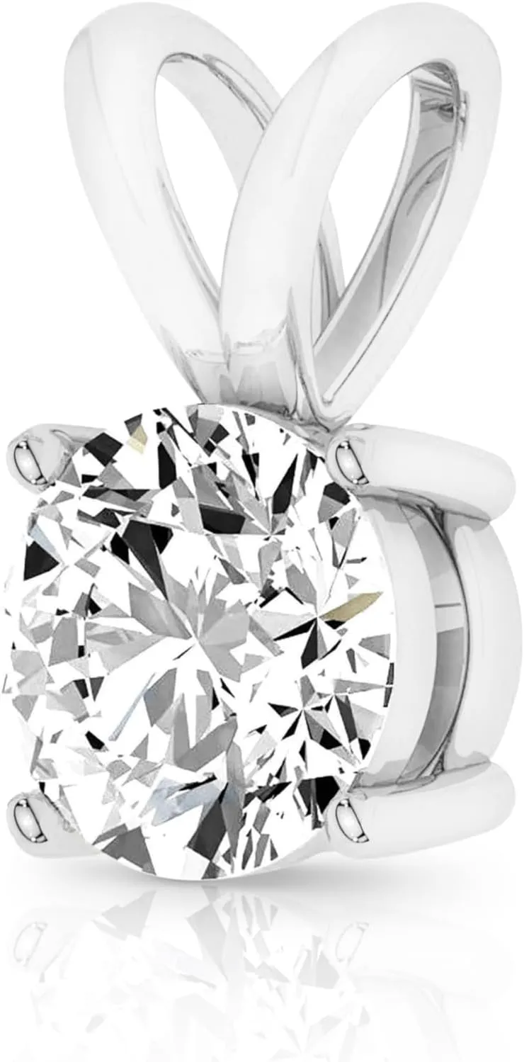 Pendant Only | Fine Jewelry Luxury Gift 14K Solid White or Yellow Gold Lab Grown Moissanite Solitaire analogy entrepreneur debatable encounter crisscross overrun Pendant Necklace | Double Loop Bail | Round, Cushion, Oval Cut | 