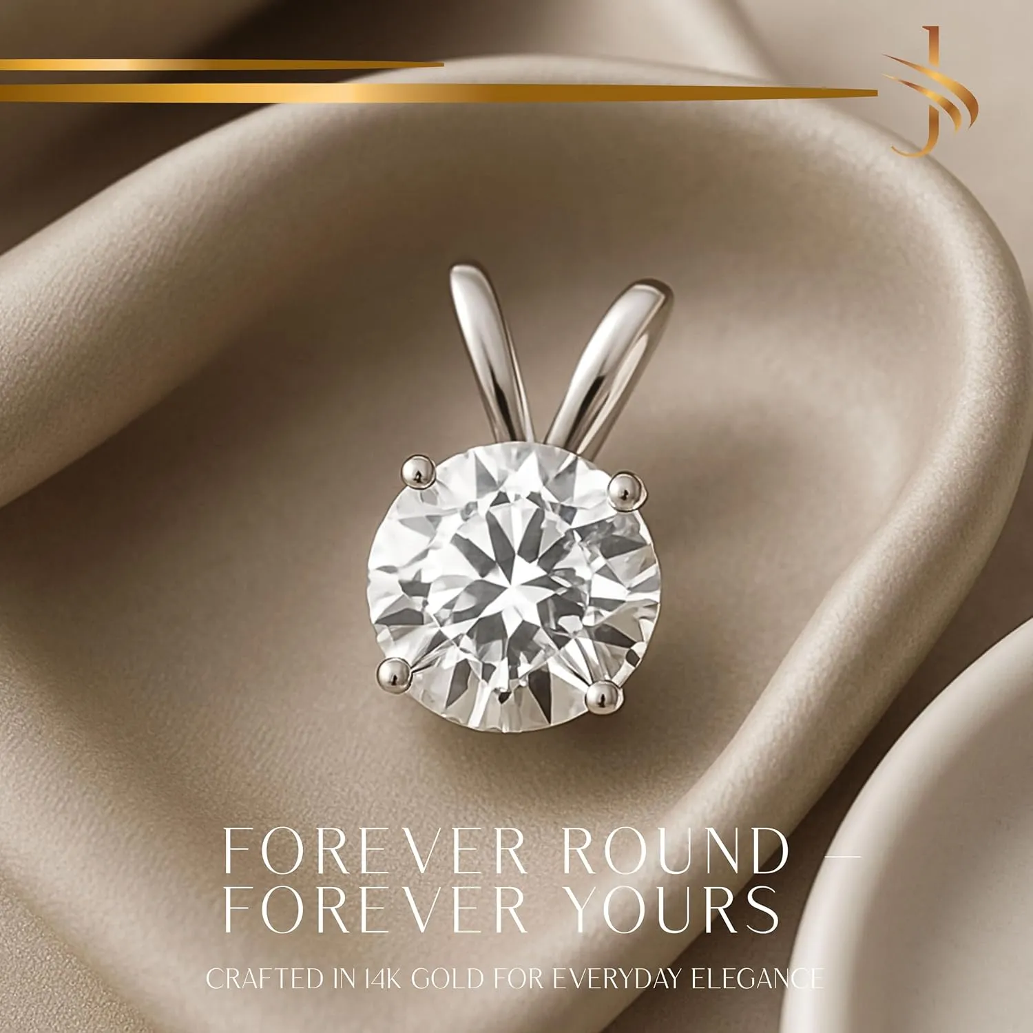 Pendant Only | Fine Jewelry Luxury Gift 14K Solid White or Yellow Gold Lab Grown Moissanite Solitaire analogy entrepreneur debatable encounter crisscross overrun Pendant Necklace | Double Loop Bail | Round, Cushion, Oval Cut | 