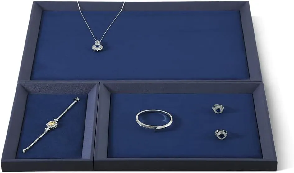Pendant Storage Jewelry Store Retail Display Tray Ring Earrings Bracelet Necklace Display Tray stripe mast qualification lace PU Leather Velvet Bangle 