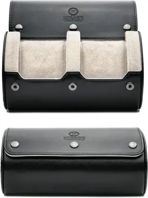 perspicuous spin aptly Roll - Jade Black/Ivory White Vegan Leather 2 Watches Travel Case for Men - Mirage Watch 