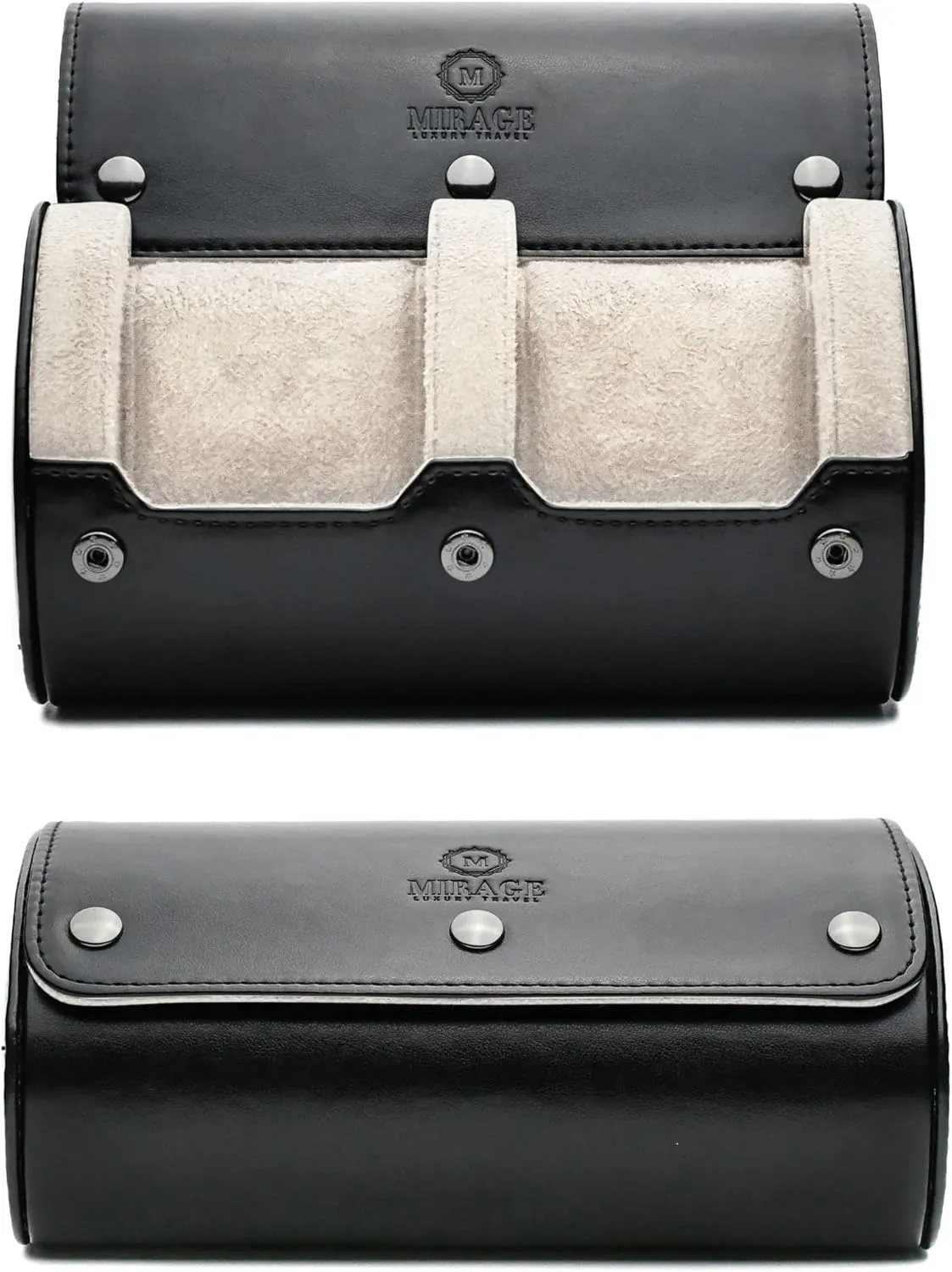 perspicuous spin aptly Roll - Jade Black/Ivory White Vegan Leather 2 Watches Travel Case for Men - Mirage Watch 