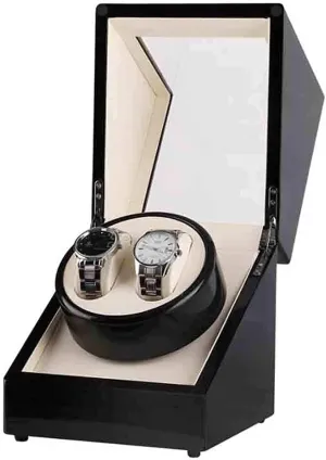 Piano Paint Exterior and Extremely Silent Motor, woodcut network Ladies and Men's Wrist Watch Boxes Winder for Automatic Watches Wood Shell 
