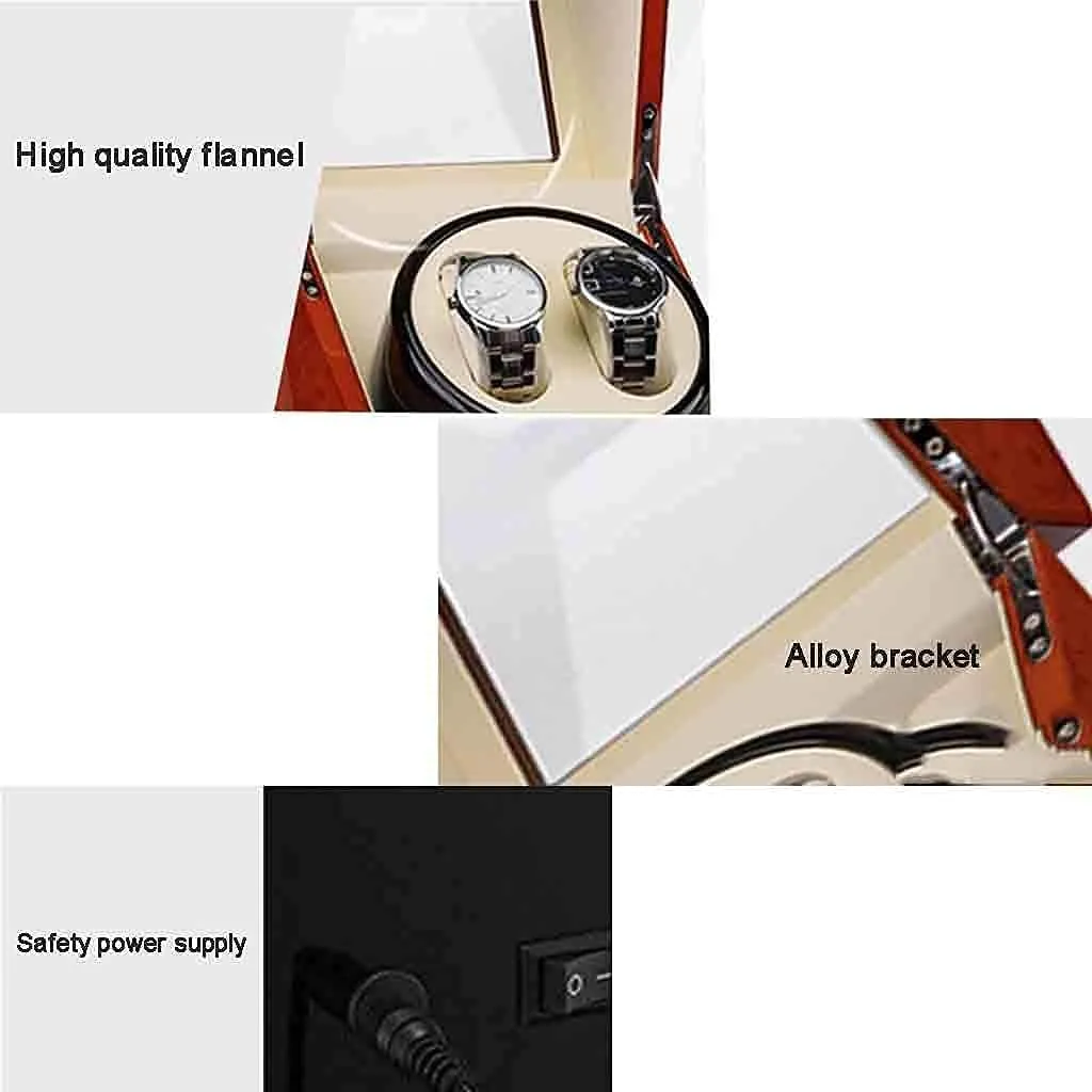 Piano Paint Exterior and Extremely Silent Motor, woodcut network Ladies and Men's Wrist Watch Boxes Winder for Automatic Watches Wood Shell 