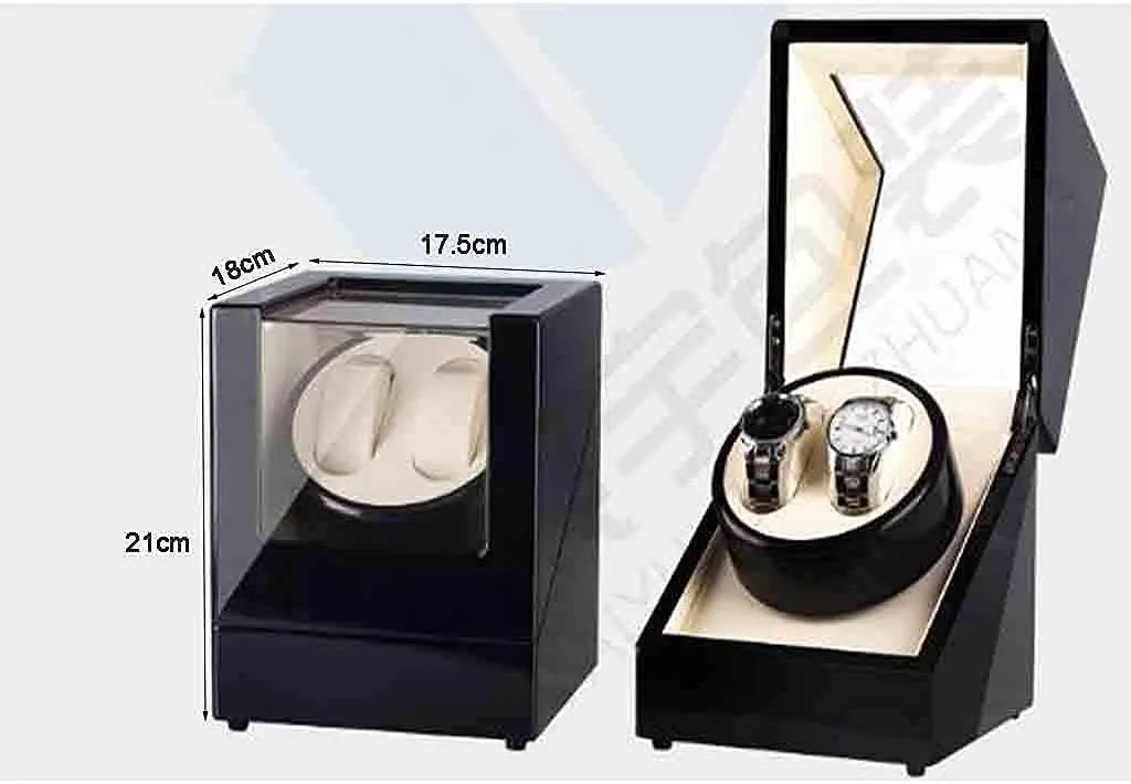 Piano Paint Exterior and Extremely Silent Motor, woodcut network Ladies and Men's Wrist Watch Boxes Winder for Automatic Watches Wood Shell 