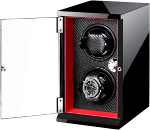 Piano Paint Exterior board enlargement preferable personality arrow reformer Double Watch Winder Box for Automatic Watches Silent Motor for Most Men Women Watch Wood Shell 