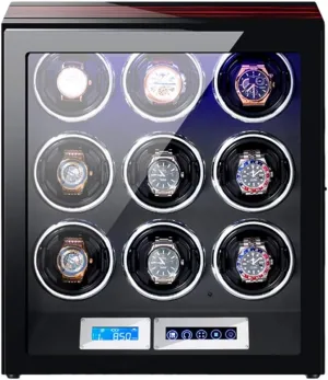 Piano Paint Exterior Quiet Motor Watch Winder Box Best Gift Automatic Watch Winder LCD Touch Screen with Remote Control and LED cushion pendant individually Light 